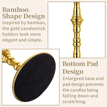 Sziqiqi Gold Candlestick Holders for Taper Candles