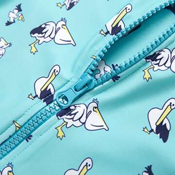 BONVERANO TM Infant Boy's UPF 50+ Sun Protection L/S One Piece Zip Sun Suit(Bird 9-12mos)