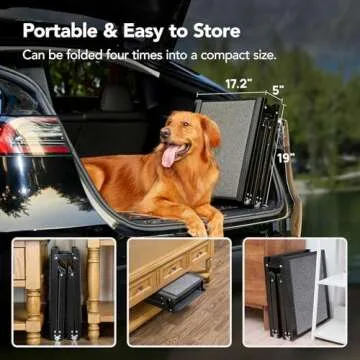 PetThem Dog Ramp for Car 71'' X-Long & 17.2" Wide Folding Pet Ramp Dog Ramps for Large Dogs with Non-Slip Rug Surface Portable Dog Car Ramp for SUV Car & Truck, Outdoor Dog Ramp Up to 250 LBS