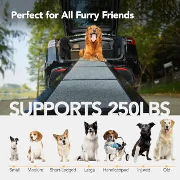 PetThem Dog Ramp for Car 71'' X-Long & 17.2" Wide Folding Pet Ramp Dog Ramps for Large Dogs with Non-Slip Rug Surface Portable Dog Car Ramp for SUV Car & Truck, Outdoor Dog Ramp Up to 250 LBS