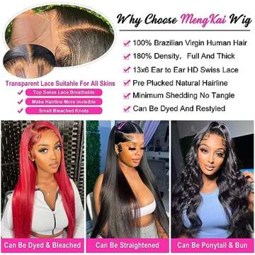 mengkai 13X6 Straight Lace Front Wigs Human Hair Pre Plucked with Baby Hair 13x6 HD Transparent Lace Frontal Wigs Human Hair 180% Density Straight Human Hair Wigs for Women 30 Inch Glueless Wigs