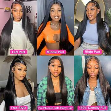mengkai 13X6 Straight Lace Front Wigs Human Hair Pre Plucked with Baby Hair 13x6 HD Transparent Lace Frontal Wigs Human Hair 180% Density Straight Human Hair Wigs for Women 30 Inch Glueless Wigs