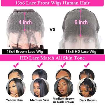 mengkai 13X6 Straight Lace Front Wigs Human Hair Pre Plucked with Baby Hair 13x6 HD Transparent Lace Frontal Wigs Human Hair 180% Density Straight Human Hair Wigs for Women 30 Inch Glueless Wigs