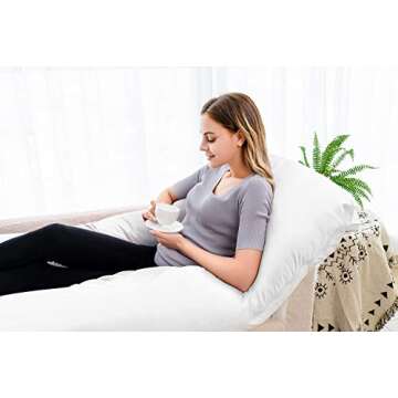 QUEEN ROSE Pregnancy Pillow -Maternity Body Pillow U Shaped,Support Back/Neck/Head with Cooling Cover (55in, White)