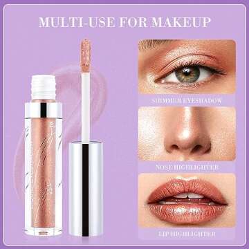 Hotiary Shimmer Glitter Liquid Eyeshadow Metallic Pigments Makeup Metals Gloss for Eyes Eyeliners Sparkling Eye Shadow Set Gift Shiny Pen Eyeliner Kit (Multichrome Purple)