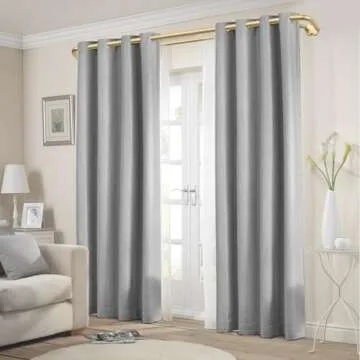 Gold Double Curtain Rods, USFOOK Blackout Wrap Around Curtain Rods for Windows 32 to 58 Inch, 6/8 Inch Room Darkening Curtain Rod, Decorative Rods for Home