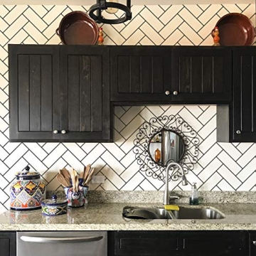 Subway Tiles Herringbone Wall Design Stencil for Painting DIY Kitchen Backsplash - Tiled Wallpaper P...