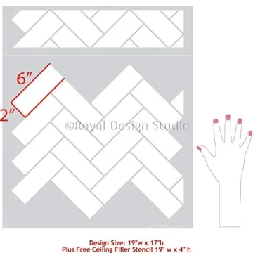Subway Tiles Herringbone Stencil for DIY Backsplash