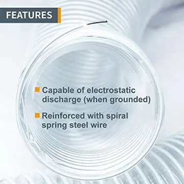 POWERTEC 6" x 5' Dust Collection Hose for Woodworking