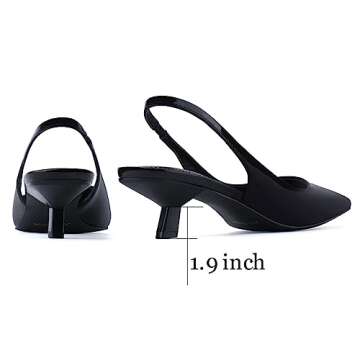 JENN ARDOR Black Kitten Heels Low Heeled Dressy Kitty Slingback Pumps for Women Going Out Short Sand...