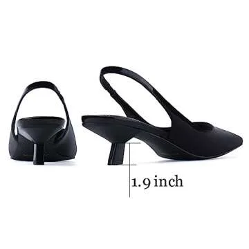 JENN ARDOR Black Kitten Heels Low Heeled Dressy Kitty Slingback Pumps for Women Going Out Short Sand...