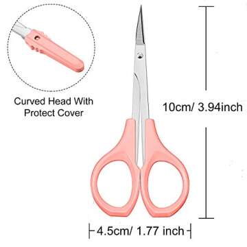2 Pack Curved Craft Scissors Small Scissors Beauty Eyebrow Scissors Stainless Steel Trimming Scissor...