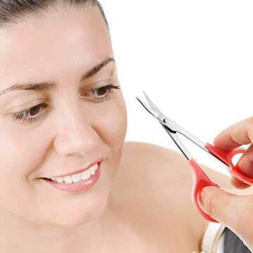 2 Pack Curved Craft Scissors Small Scissors Beauty Eyebrow Scissors Stainless Steel Trimming Scissors for Eyebrow Eyelash Extensions, Facial Nose Hair, 4 Inch (Pink)