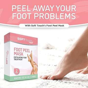 Soft Touch Foot Peel Mask - Pack of 2 Feet Peeling Masks for Dry, Cracked Heels & Calluses - Exfolia...