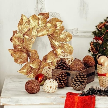 24" Gold Glitter Christmas Wreath for Elegant Holiday Decor