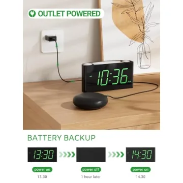 Extra Loud Vibrating Alarm Clock with Bed Shaker for Heavy Sleeper Deaf Hard of Hearing, Large LED Display Digital Clock for Bedroom,Dimmer,Night Light,USB Phone Charger,Battery Backup,Senior Teen Kid