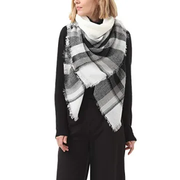 Women's Classic Tassel Plaid Scarf - Warm Soft Chunky Wrap