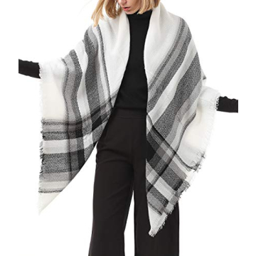 Women's Classic Tassel Plaid Scarf - Warm Soft Chunky Wrap