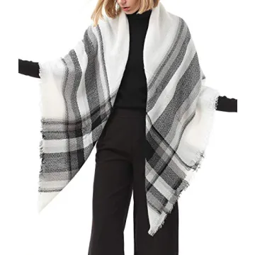 Women's Classic Tassel Plaid Scarf - Warm Soft Chunky Wrap