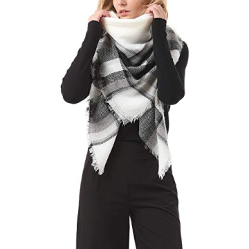 Women's Classic Tassel Plaid Scarf - Warm Soft Chunky Wrap