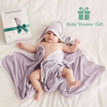 Momcozy Hooded Baby Towel - Absorbent Soft Infant Towel Set