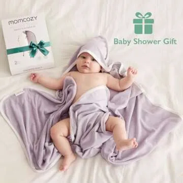 Momcozy Hooded Baby Towel - Absorbent Soft Infant Towel Set