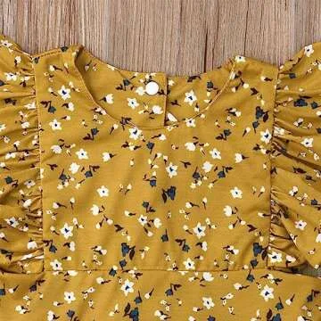 VISGOGO Kids Baby Girls Sister Matching Clothes Floral Romper Dress Headband Outfits Set (Dress, 5-6 Years)