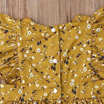 VISGOGO Kids Baby Girls Sister Matching Clothes Floral Romper Dress Headband Outfits Set (Dress, 5-6 Years)