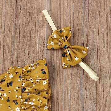 VISGOGO Kids Baby Girls Sister Matching Clothes Floral Romper Dress Headband Outfits Set (Dress, 5-6 Years)