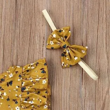 VISGOGO Kids Baby Girls Sister Matching Clothes Floral Romper Dress Headband Outfits Set (Dress, 5-6 Years)