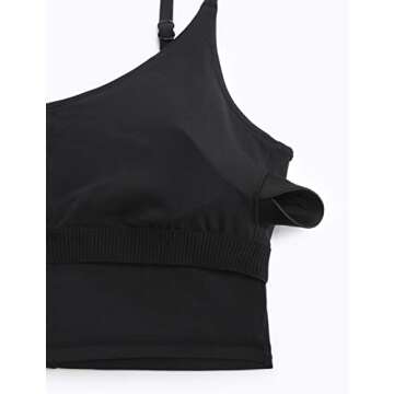 CRZ YOGA Womens Butterluxe Adjustable Spaghetti Strap Longline Sports Bra - V Neck Padded Crop Tank Top with Built in Bra Black Large