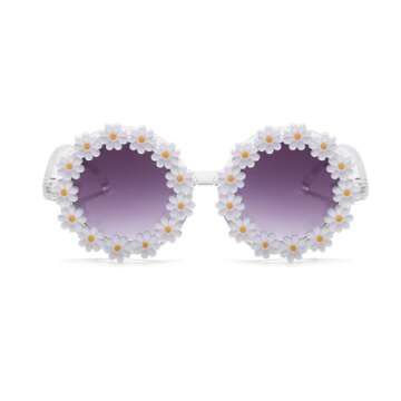 Round Flower Sunglasses for Women Flower Shaped Cute Glasses UV 400 Protection Daisy glasses for Hol...