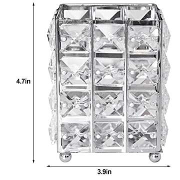 Miaowater Makeup Brush Holder Organizer Cosmetic Brushes Storage Eyeliners Eyebrow Pencil Container Cup (Silver Square)