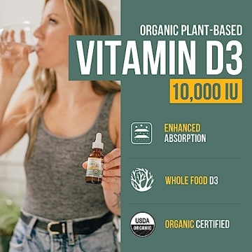 Organic Vitamin D3 10,000 IU Plant-Based High Absorption Drops