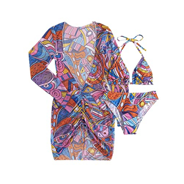 Stylish 3-Piece Bikini with Cover Up for Women