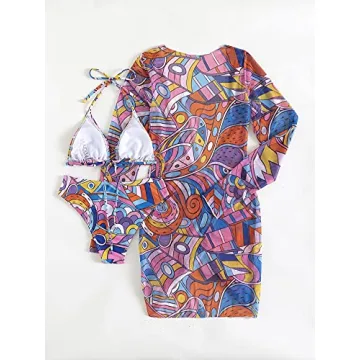 Stylish 3-Piece Bikini with Cover Up for Women
