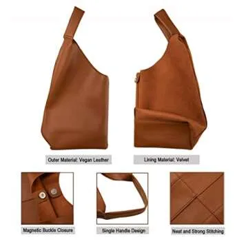 YLYYHH Leather Tote Bag, Oversized Hobo Bags, Large Tote Bag for Women Work, Vegan Leather Handbags Travel, Oversized Tote Handbag, Brown