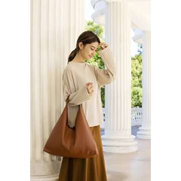 YLYYHH Leather Tote Bag, Oversized Hobo Bags, Large Tote Bag for Women Work, Vegan Leather Handbags Travel, Oversized Tote Handbag, Brown