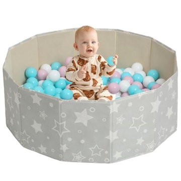 PLAY 10 Ball Pit for Toddlers, Baby Ball Pit, Play Pit for Dog, 33.5x12.2 Inch Foldable Ball Pit Ind...