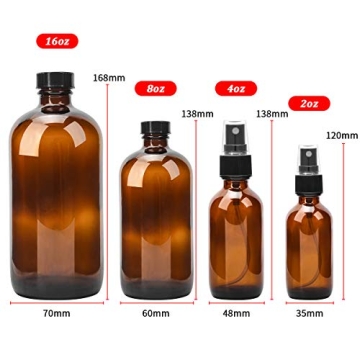 ESARORA Amber Glass Spray Bottle Set for Cleaning & Oils