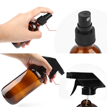 ESARORA Amber Glass Spray Bottle Set for Cleaning & Oils