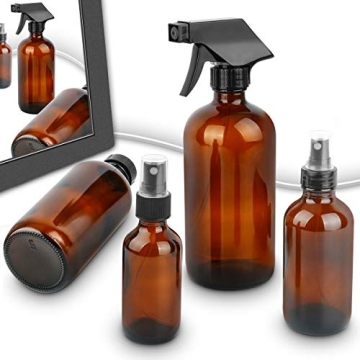 ESARORA Amber Glass Spray Bottle Set for Cleaning & Oils