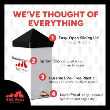 RentACoop No-Drip Small Animal Brass Nozzle Water Bottle. BPA Free. Best Water Bottle for Small Pet/Bunny/Ferret/Hamster/Guinea Pig/Rabbit Preferences