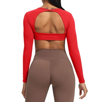 Aoxjox Long Sleeve Crop Top for Women with Padded Support