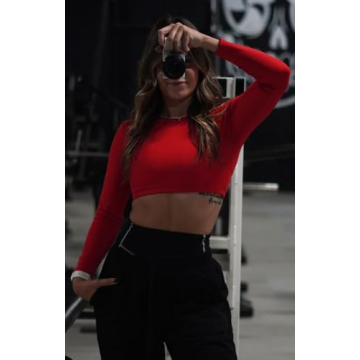 Aoxjox Long Sleeve Crop Top for Women with Padded Support