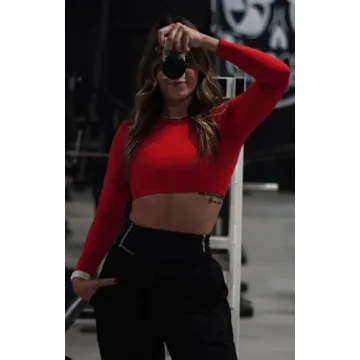 Aoxjox Long Sleeve Crop Top for Women with Padded Support