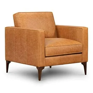 POLY & BARK Mateo Lounge Chair in Full-Grain Pure-Aniline Italian Leather, Cognac Tan