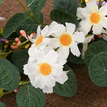 VioletEverGarden 20” White Daisy Wreath for All Seasons