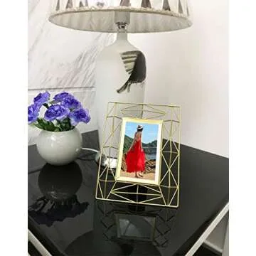 YIFONTIN Picture Frame 4x6 Stand Photo Display Frame Iron Metal for Desk or Dresser, Gold.