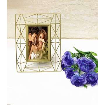 YIFONTIN Picture Frame 4x6 Stand Photo Display Frame Iron Metal for Desk or Dresser, Gold.